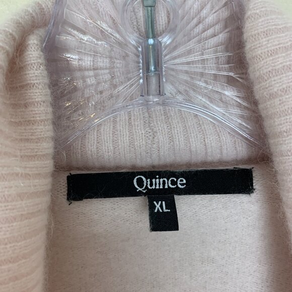 Quince Womens XL 100% Cashmere Cardigan Sweater Open Cowl Neck Pockets Pink - Picture 2 of 11